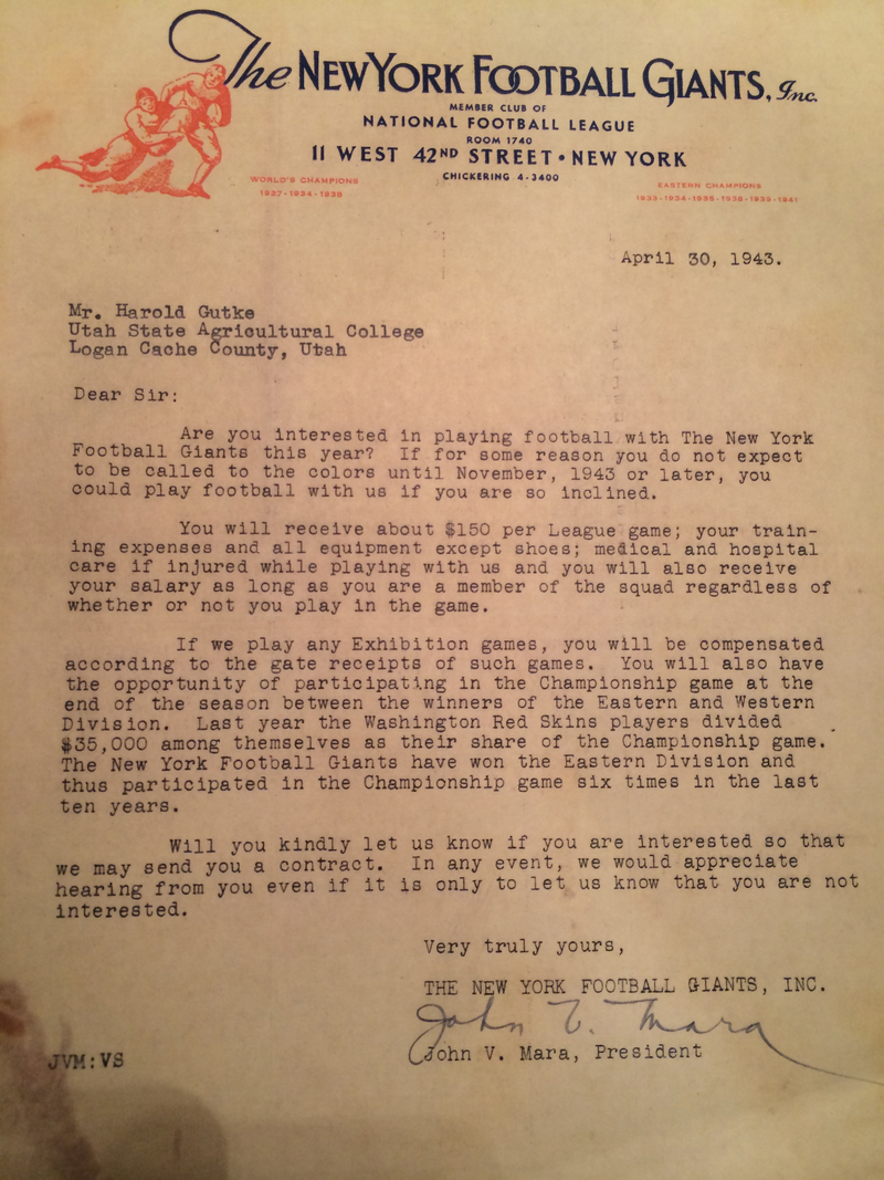 Illustration for article titled Here's What A 1943 NFL Tryout Invitation Looked Like